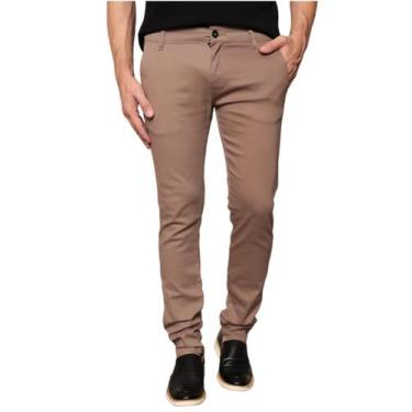 Imagem de Calça Social Sarja Slim Social Sport Fino - Vg.Clothing, Caqui, 44