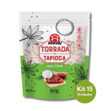 Imagem de 15x Torrada de Tapioca Okoshi C/ Coco Produto Vegano S/ Glúten 75g
