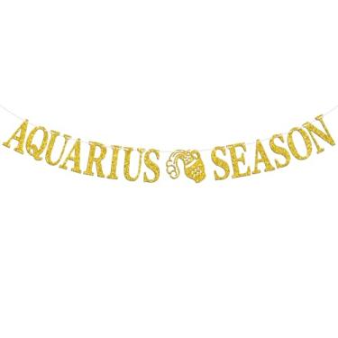 Imagem de Faixa de temporada de aquário, grande sinal de bandeira de energia de aquário, 12 temas de constelações, feliz aniversário, horóscopo janeiro/fevereiro, suprimentos de decorações de festa de