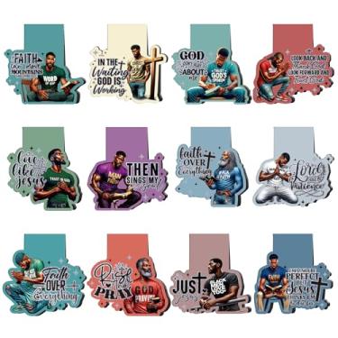 Imagem de Marcador de livro magnético para homens negros – Wxiben 24 peças marcador de livro religioso cristão fé bíblia marcador de livro afro-americanos homens ímãs página clipe presentes para amantes de