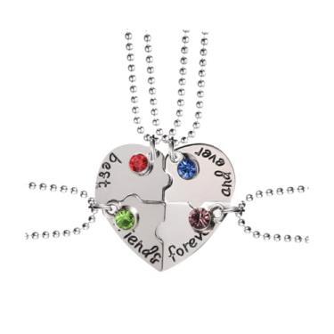 Imagem de Hiiooweiyi Best Friends Forever and Ever Colares com pingente de coração combinando com pingente de cristal de liga metálica joia da amizade, 1.77" x 1.77"(L x W), Metal Cristal Strass, Sem Pedra