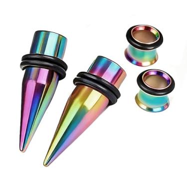 Imagem de CABBE KALLO Kit de alongamento de orelha de aço cirúrgico 316L, conjunto de cônicos e túneis, tamanhos 14G-00G, alargador único hipoalergênico com anéis de vedação para piercing corporal (tom
