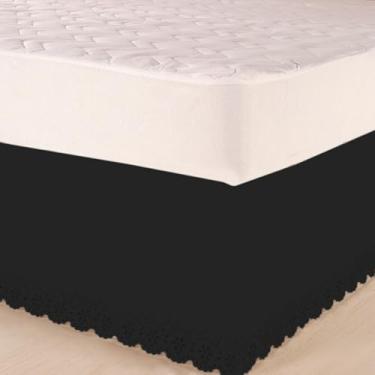 Imagem de Saia para Cama Box Solteiro, Viúva, Casal Padrão e Queen Riollen Ajustável Preto
