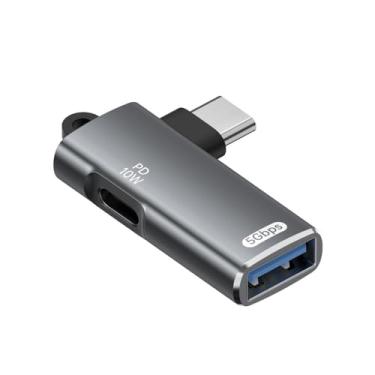 Imagem de Adaptador 2 em 1 USB tipo C para USB 3.0 com porta PD de 10W, USB fêmea para USB C macho OTG conversor de transferência de dados (em movimento) para iPhone 17/16/15, MacBook, iPad