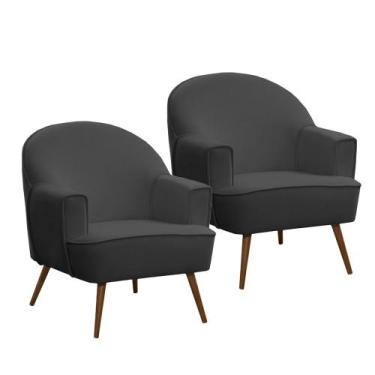 Imagem de Kit 2 Poltronas Ágata em Madeira Eucalipto Movellu Home, Preto