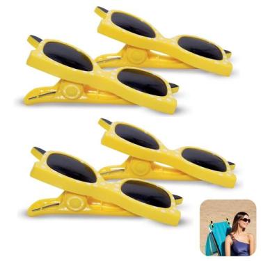 Imagem de Kit 4 Prendedores De Toalha Óculos Clip Amarelo Cadeira De Praia - 310