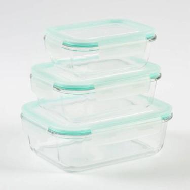 Imagem de Conjunto de 3 Potes Herméticos de Vidro La Vittra com Tampa Branca Int