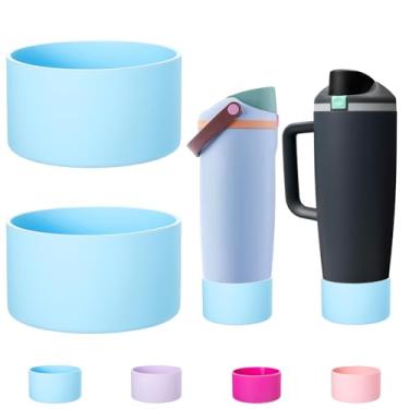 Imagem de LONPARRY Pacote com 2 botas de silicone para Owala FreeSip Sway 1,134 g e garrafa e copo de 850 g - Capa protetora inferior antiderrapante e resistente a arranhões para acessórios Owara Capa protetora