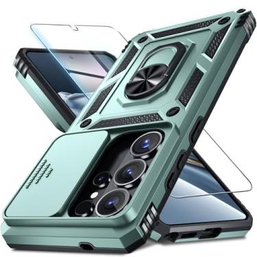 Imagem de Janmitta Compatível com Samsung Galaxy S26 Ultra, capa de lente de câmera deslizante embutida + protetor de tela + suporte de anel de dedo, capa de telefone de corpo inteiro resistente à prova de