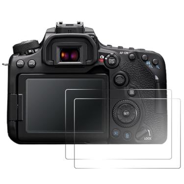 Imagem de pssped 2 peças protetoras de tela compatíveis com câmera Canon EOS 90D 70D EOS 77D EOS 80D EOS 700D EOS 750D EOS 760D EOS 800D, filme de vidro temperado de 0,25 mm, ideal para fotografia de vlogging