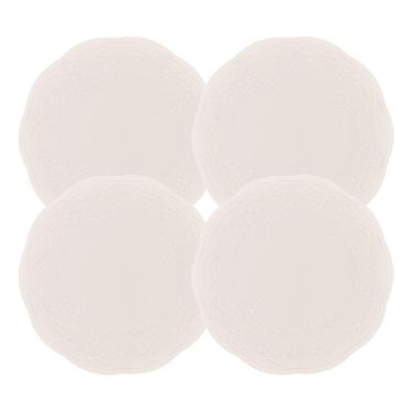 Imagem de Jogo 4 Prato De Sobremesa Porcelana New Bone Butterfly Branco Off White Lyor 19cm