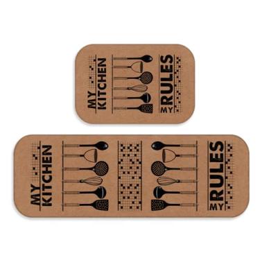 Imagem de Tapetes Cozinha Jogo 2 peças Modernos - Trilho + Passadeira - Antiderrapantes e Confortáveis(TPCOZ5142)