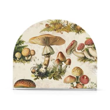 Imagem de Porta-guardanapos de cogumelo vintage acrílico, porta-guardanapos para guardanapos de papel, suporte de guardanapo superior de bar para guardanapos de coquetel de papel de jantar