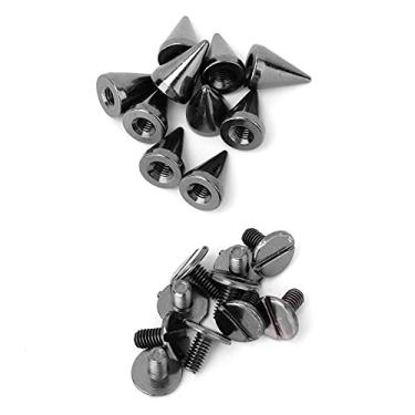 Imagem de Ymiko 50 Peças 7x10mm Rebites Punk Bala para Artesanato Em Couro Faça você Mesmo Enfeite de Roupas (Prata Preto)