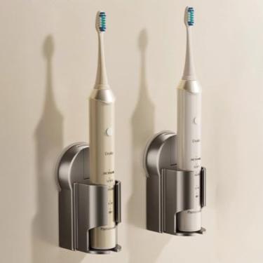 Imagem de Pacote com 2 suportes de escova de dentes potentes com ventosa para banheiro, porta-escovas de dentes elétricas, montados na parede, autoadesivos, banheiro, armazenamento de escova de dentes