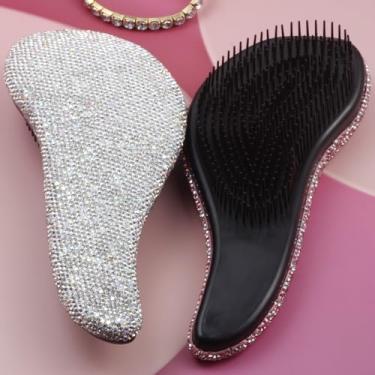 Imagem de Pente de almofada de ar de alta estética de strass prateado, exclusivo para massagem de deusa e cabeleireiro, conveniente para uso doméstico ao sair com pente mágico de dentes