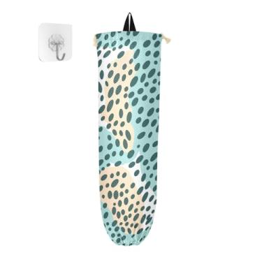 Imagem de Suporte de sacola de compras de parede verde amarelo branco com pele de leopardo, suporte de sacola de supermercado, bolsa de armazenamento de parede