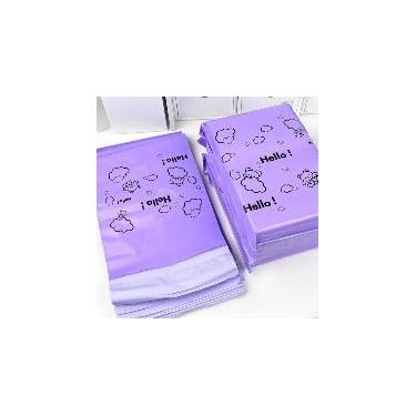 Imagem de 10 peças de sacos de correio de poliéster de urso de desenho animado autoadesivos, envelopes de envio de plástico, bolsa de envelope de embalagem, roxo
