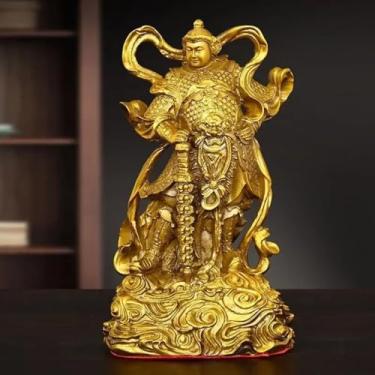 Imagem de FENNYYAR Estátua de Buda Bodhisattva Bodhisattva Brass Skanda, 17 cm 16,8 cm, oferta de salão doméstico da divindade guardiã