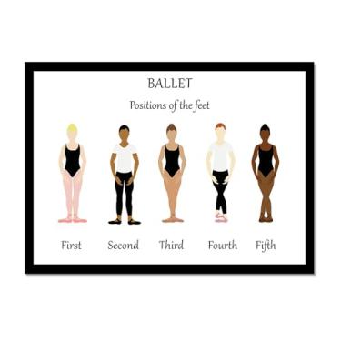 Imagem de Ballet Positions Dance Poster Ballerina Education Wall Art Prints Canvas Painting Pictures Ballet Studio Dance Room Home Decor (SKU6,40.6x61.0 cm = (40x60cm), moldura preta)