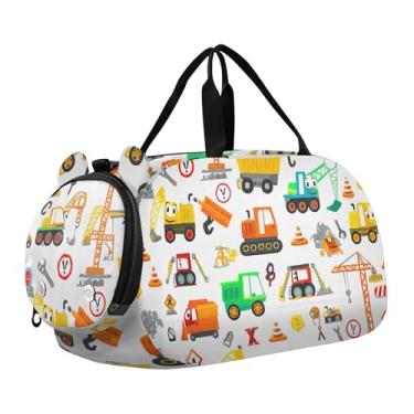 Imagem de Bolsa esportiva para meninos durante a noite para o fim de semana, bolsas de viagem abstratas, bolsas de viagem para meninas, bolsa de ginástica, bagagem infantil, Caminhões basculantes de veículos de