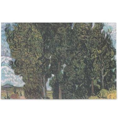 Imagem de Vincent Vangogh Quebra-cabeças personalizados com impressão de ciprestes 1000 peças para adultos divertidos e rígidos para adultos, arte de arte, estampa animal, 75 x 50 cm
