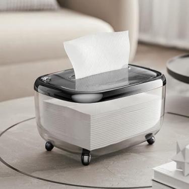 Imagem de GLOGLOW Capa Transparente para Caixa de Tecido Facial Com Tampa Fixa, Organizador de Porta-guardanapos de Plástico para Uso Doméstico e de Escritório, Suprimentos de Armazenamento (Preto)