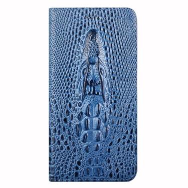 Imagem de FWYANZH Capa de couro genuíno para Google Pixel 10 Pro XL/10 PRO/10, capa carteira de relevo 3D com padrão de crocodilo, cobertura total, capa flip de couro bovino real, cromada, 10Pro XL