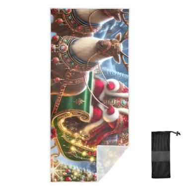 Imagem de Joitme Toalhas de banheiro infantis de rena de Natal, 76 x 152 cm, toalhas de festa na piscina, toalhas de natação para adultos