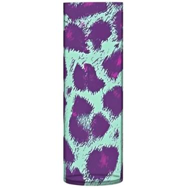 Imagem de Vaso cilíndrico de animal de pele de oncinha vaso de flores de plástico redondo fofo personalizado floral decoração de outono para quarto, 30 cm x 9,9 cm