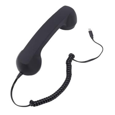 Imagem de VBESTLIFE Aparelho de Telefone retrô, Tipo C Aparelhos Com Fio de Telefone retrô Estilo Receptor de Cabo Fixo para Videoconferências Móveis de Celular, Chamadas (BLACK)