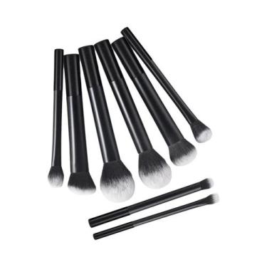 Imagem de Conjunto De Pincéis De Maquiagem Multifuncional Preto Com 9 Peças E Es