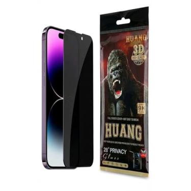 Imagem de Película Vidro 3D Privacidade Anti-Spy iPhone 15 16 17 Pro Max - Proteção 28° Tela Inteira Borda Curva - Vidro Temperado 9H Anti-Risco Impacto Full Glue - Cobre Câmera e Sensor Face ID Premium