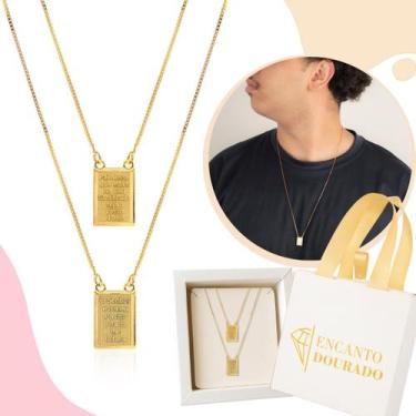 Imagem de Escapulário Banhado a Ouro 18k Plaquinha Pai Nosso Veneziana - Encanto