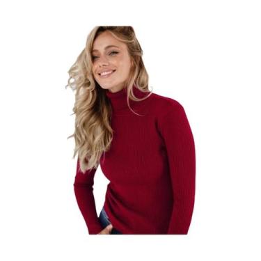Imagem de Suéter Feminino De Gola Alta Em Malha Macia E Quente, Ajuste Slim, Ver