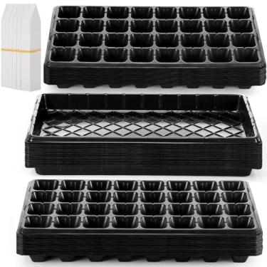 Imagem de Yinder 20 bandejas de sementes de plantas, 1020 bandejas sem furos e bandejas de plugue de células com 100 peças, bandejas de cultivo para berçário, germinação, grama de trigo, suculentas, microgreens