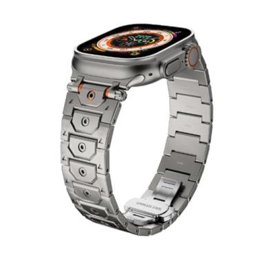 Imagem de DFAMIN Pulseiras de relógio Titan de aço inoxidável de aço inoxidável para Apple Watch Ultra 2 de 49 mm, 46 mm, 45 mm, 44 mm, série 10, 9, 8, 7, 6, 5, 4, 3, 2 e 1 SE, com conector de metal, 45mm,