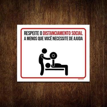Imagem de Kit 10 Placas Higiene Distanciamento Social Academia - Sinalizo.Com