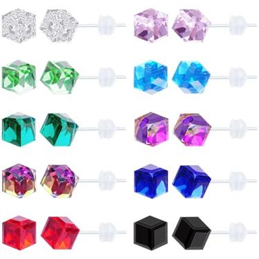 Imagem de KASFREE Brincos de plástico para orelhas sensíveis, hipoalergênicos, geométricos, brincos de acrílico para mulheres, Resina, Sem pedra preciosa