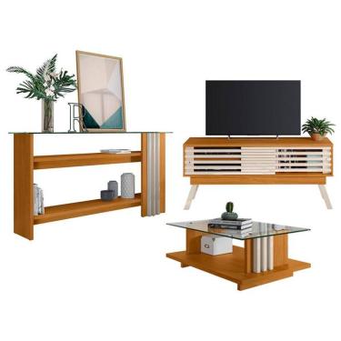 Imagem de Rack Bancada com Aparador e Mesa de Centro Frizz 1.5 Cinamomo Off White – Madetec