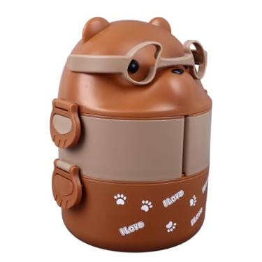 Imagem de GLOGLOW Porta-refeições Box, 2 Camadas, Material PP, Recipiente Portátil Reutilizável, à Prova de Vazamentos, Mantém Os Alimentos Aquecidos por 3-4 Horas, Formato de Urso, 20,6 X 15,6 Cm, para (Café)