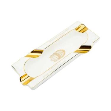 Imagem de Cinzeiro Retangular De Cerâmica Dourada De Grande Capacidade LUBINSKI 