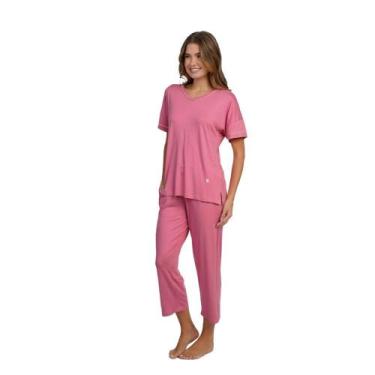Imagem de Pijama Capri Viscolycra Rosa Argila - 265046 - Cia do Pijama, G, Rosa 