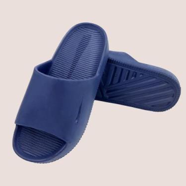 Imagem de Chinelo Masculino Calm Slide Macio Estiloso Para Dia A Dia, Azul, Escu