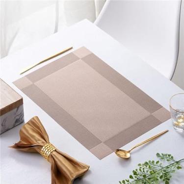 Imagem de Kit 4 ou 6 Jogos Americanos para Mesa Posta - Tapete de Mesa Elegante para Jantar e Celebrações(Marrom Claro Retângulo,6 Peças)