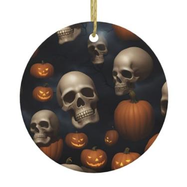 Imagem de Pingentes de porcelana, decoração criativa de Natal com estampa de caveira de Halloween, decoração criativa de Natal