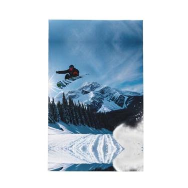 Imagem de XLLingL Toalhas de cozinha de waffle com estampa de snowboard, panos de prato de microfibra, para decoração e limpeza de cozinha - 1 peça