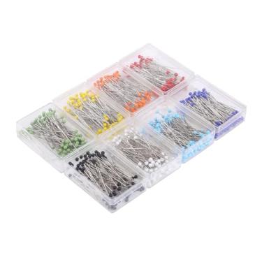 Imagem de Aramox 800 ou 1000 Pinos de Costura de Cabeça de Bola de Vidro, Eixo Afiado e Liso, Resistente a Altas Temperaturas Com Caixa de Armazenamento de Plástico para Costura Artesanal Diy (8 cores)