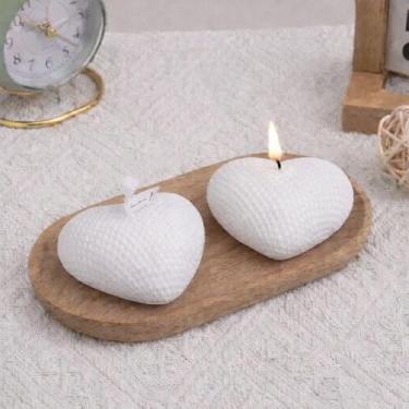 Imagem de Vela formato coração decorativa 80g romântica presente namorados decoração ambiente casamento aniversario lembrancinha (Branca)