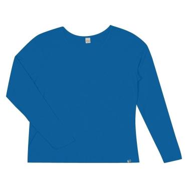 Imagem de Blusa Manga Longa Gola V Basic + Azul Tamanho G